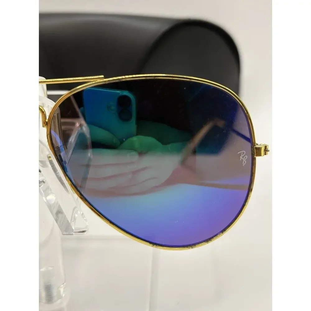 Ray-Ban RB3025 Aviator Gold Purple Blue Mirror Sunglasses 58-14 140